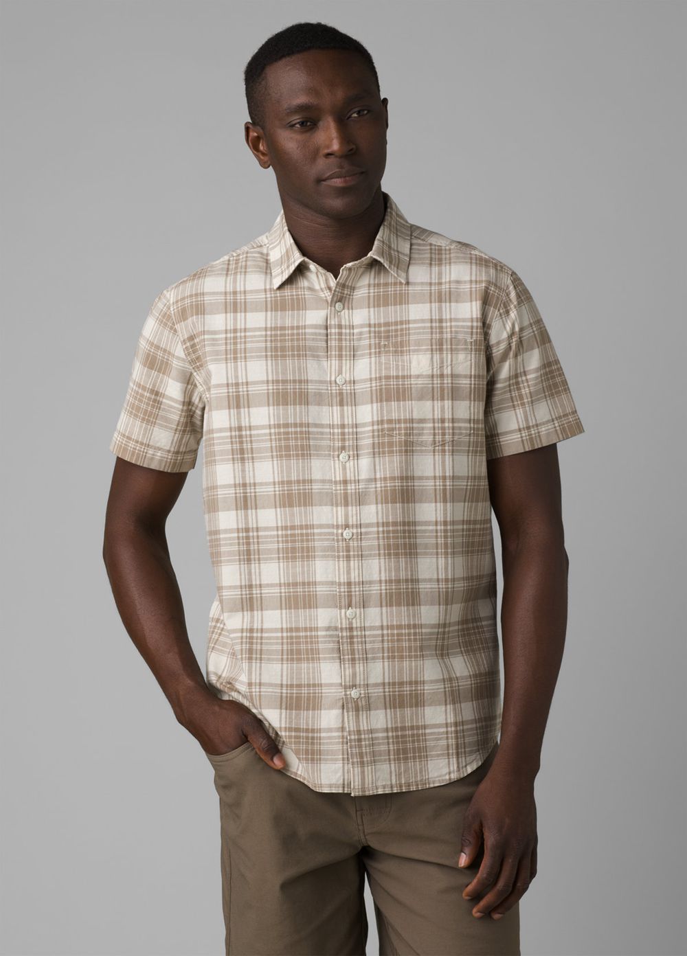 Beige Men\'s PrAna Benton Shirts | CGBEUV895