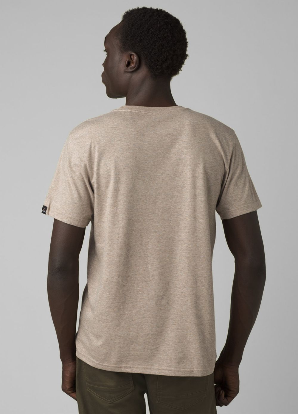 Beige Men's PrAna Crew T-Shirts | CKQZMA405