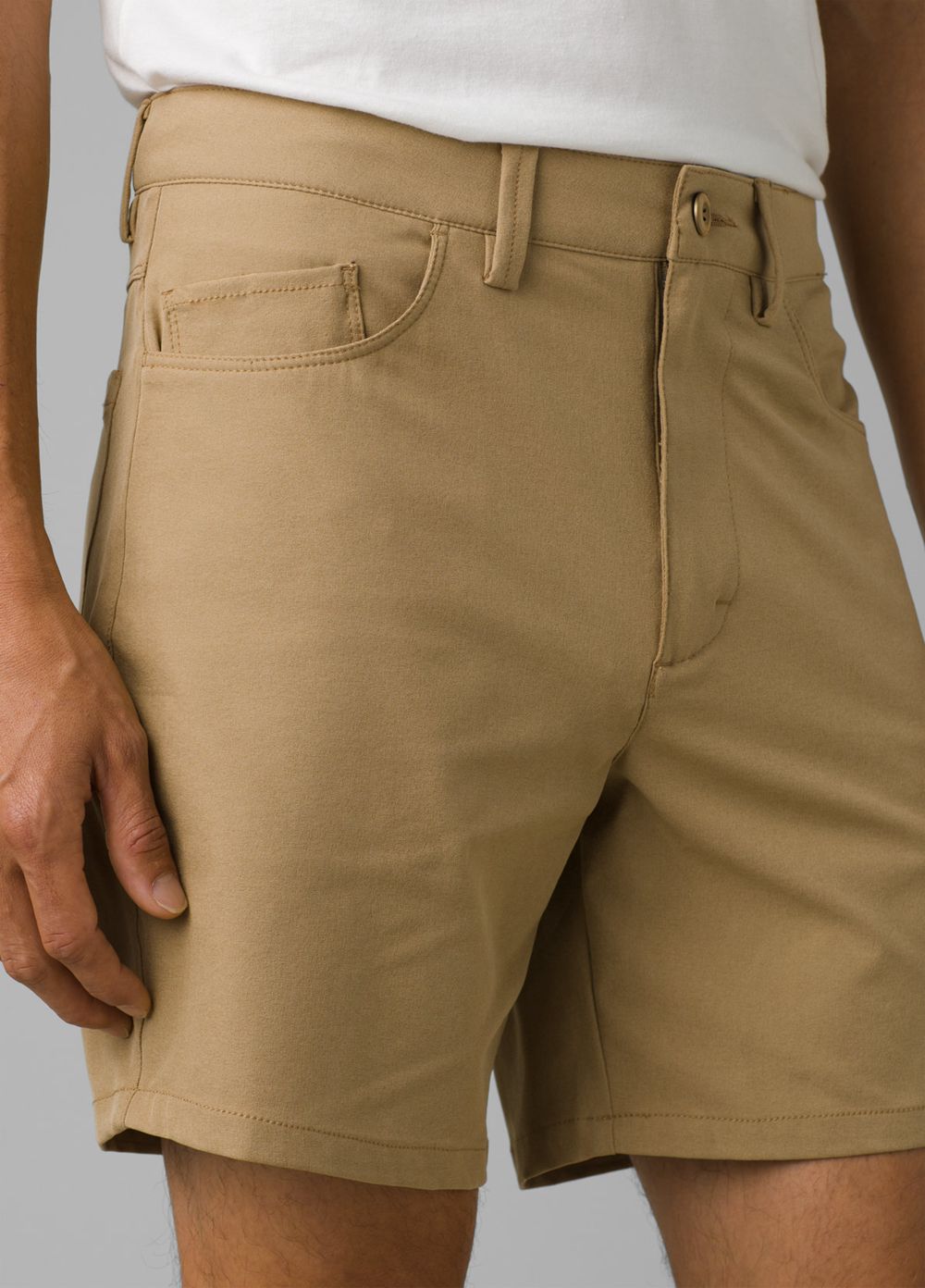 Beige Men's PrAna Decoder Shorts | VXEDON023