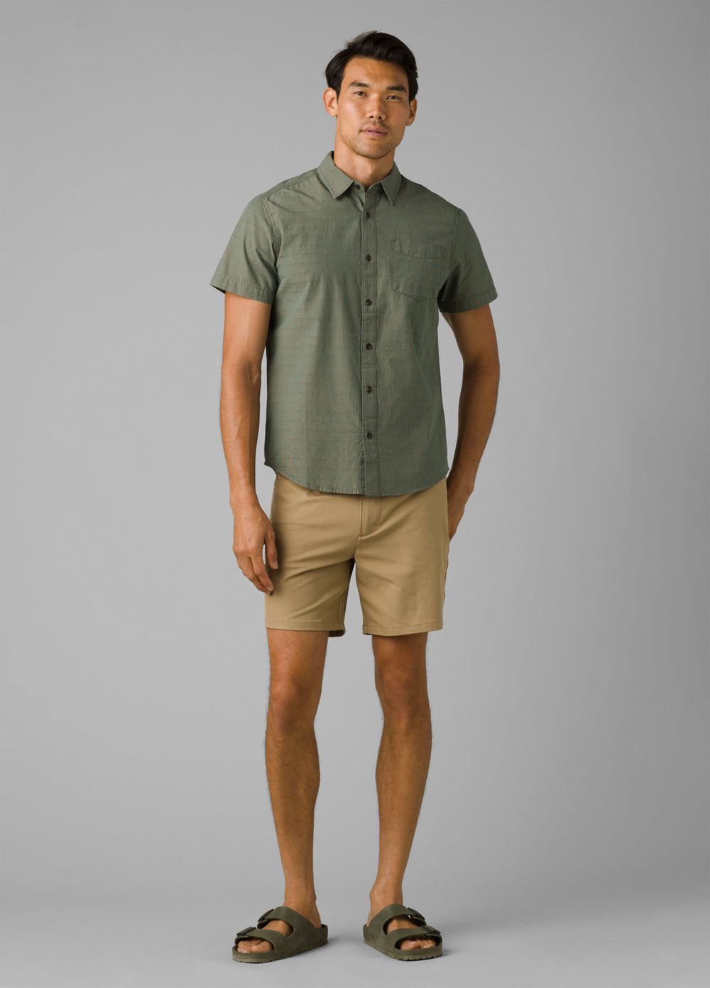 Beige Men's PrAna Decoder Shorts | VXEDON023