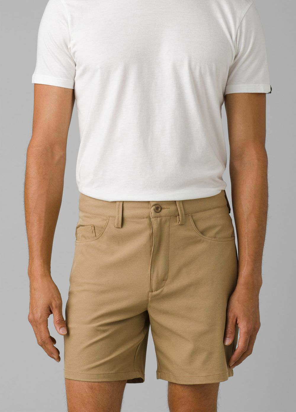 Beige Men\'s PrAna Decoder Shorts | VXEDON023