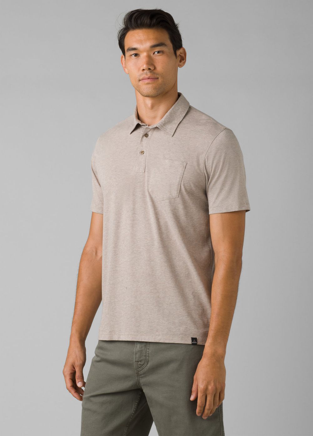 Beige Men\'s PrAna Polo Shirts | AOZCPX497