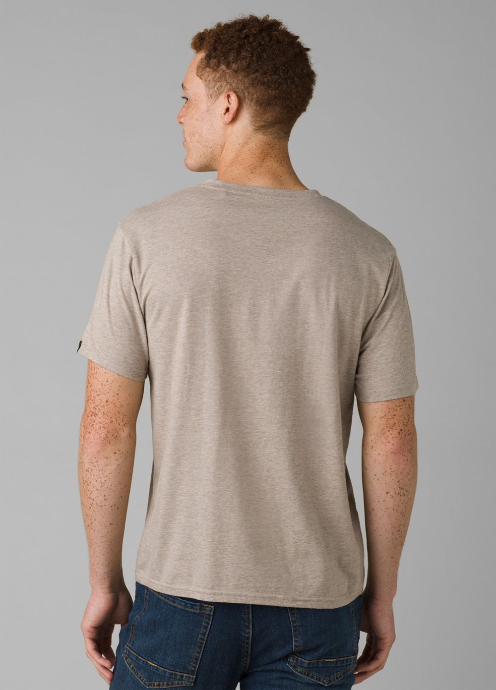 Beige Men's PrAna V-Neck T-Shirts | ZIBDUP328