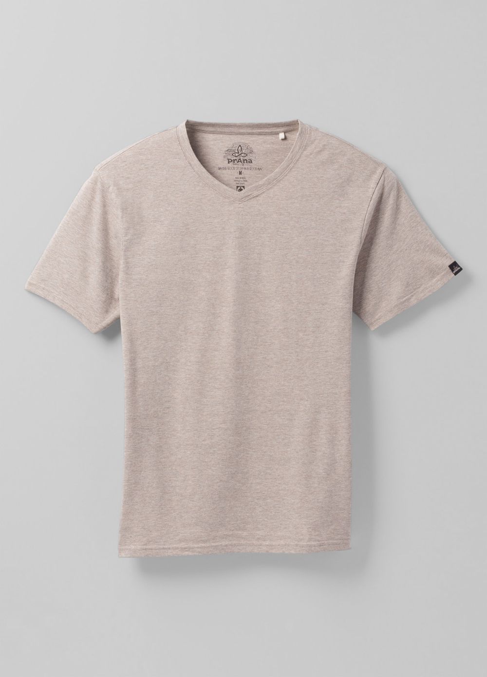 Beige Men's PrAna V-Neck T-Shirts | ZIBDUP328