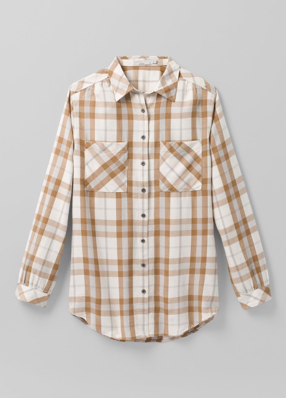 Beige Women's PrAna Beezly Flannel Shirts | AYCODQ724