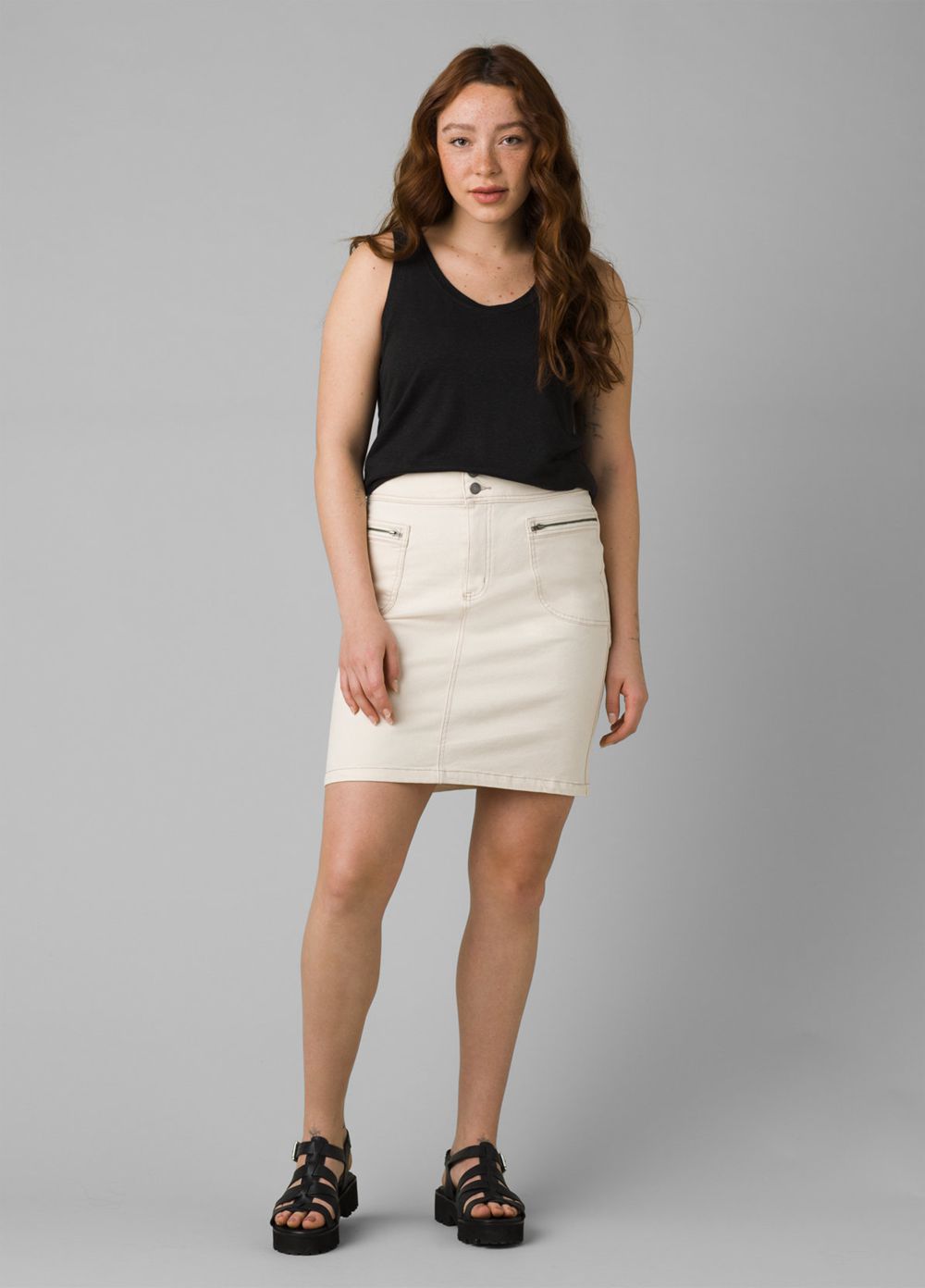 Beige Women's PrAna Broadway Skirts | WOMHPV469