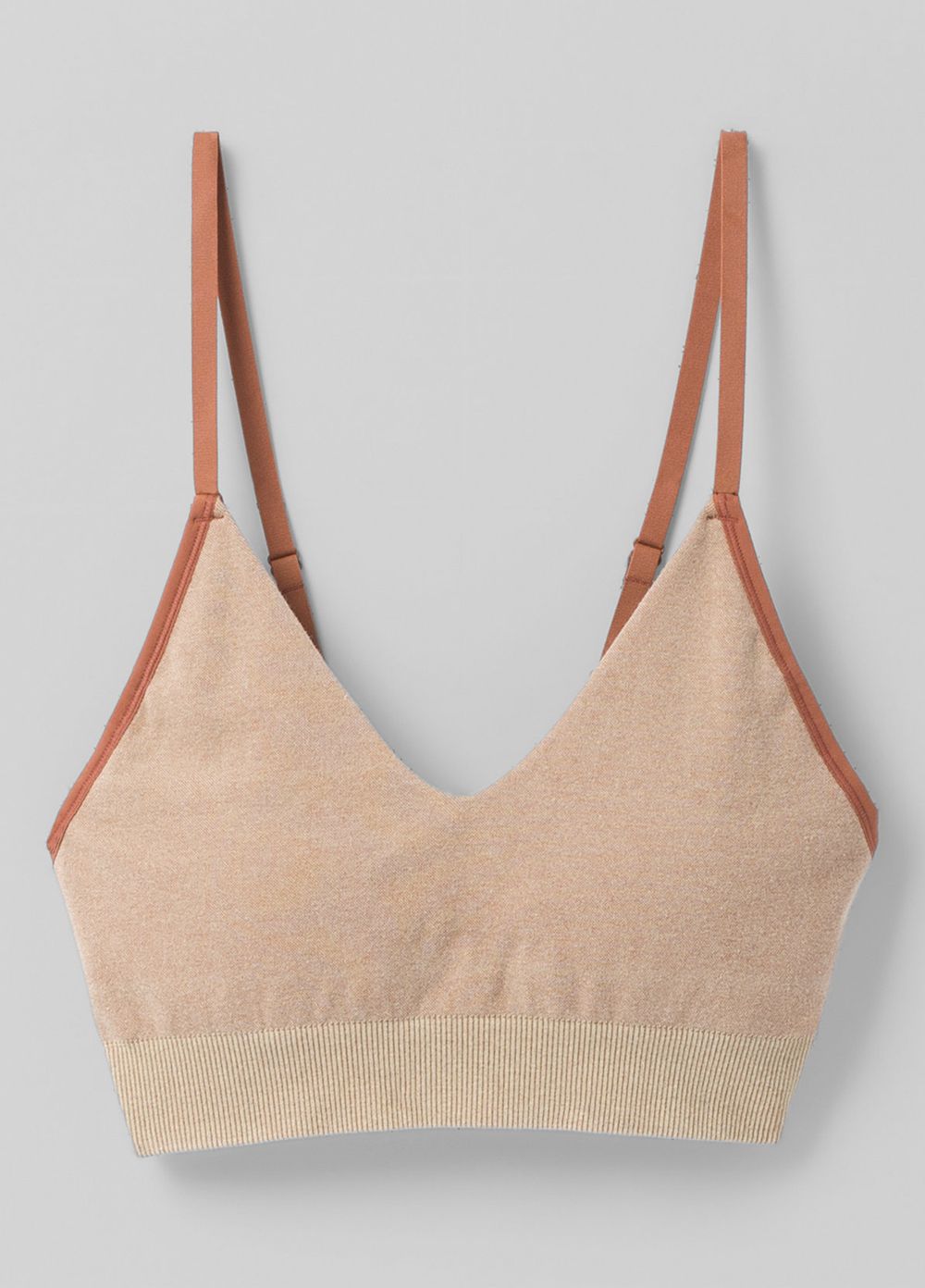 Beige Women's PrAna Sopra Seamless Bra | BQGNWF254