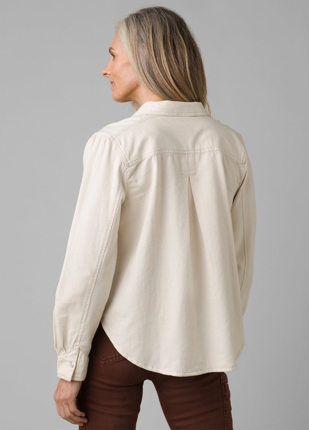 Beige Women's PrAna Washed Out Denim Shirts | HMFUDO874