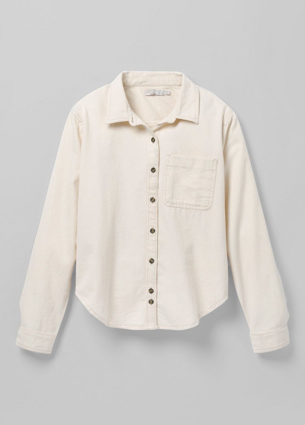 Beige Women's PrAna Washed Out Denim Shirts | HMFUDO874