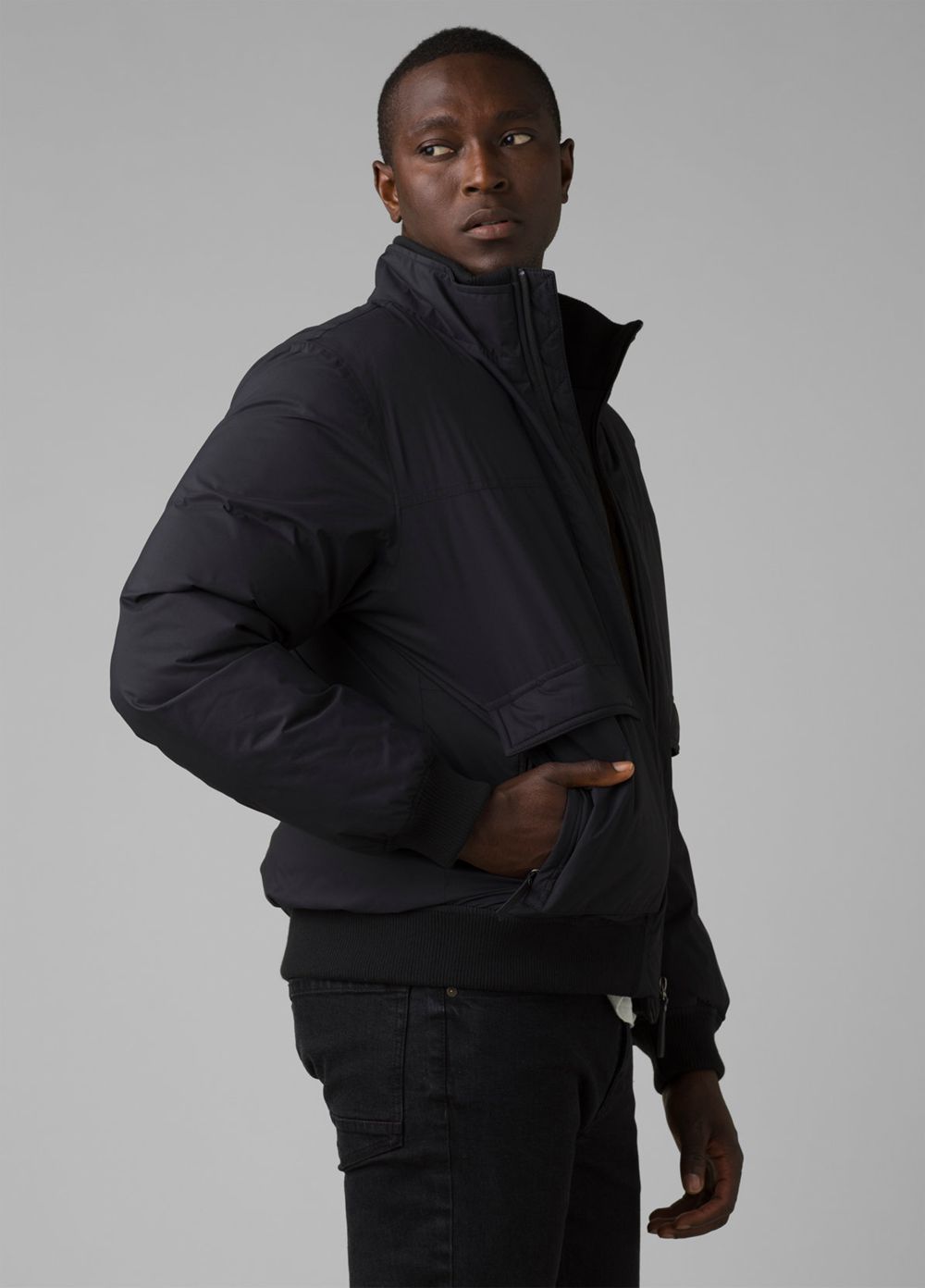 Black Men's PrAna Baadwin Bomber Jackets | YJUDWE278