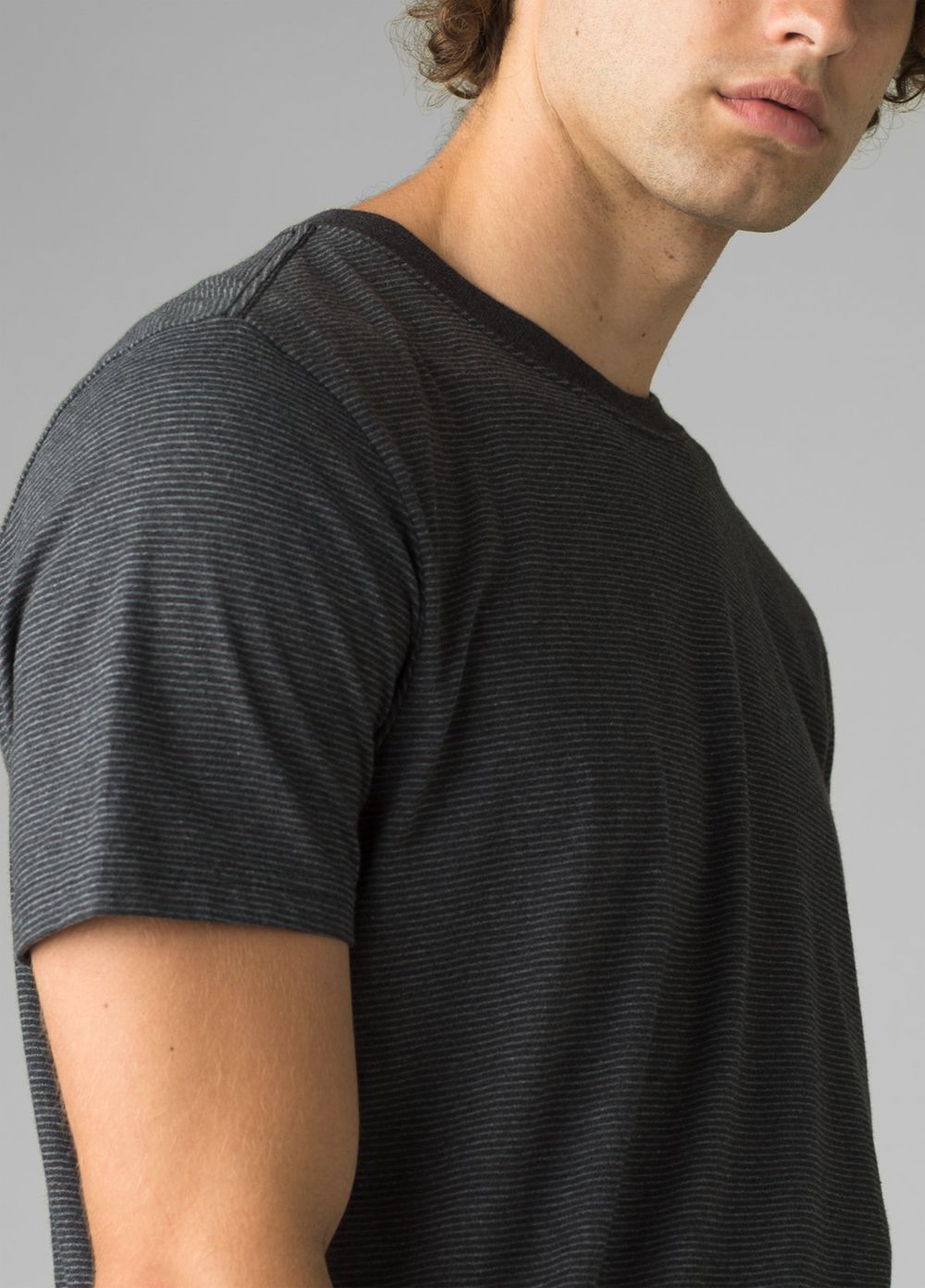 Black Men's PrAna Crew T-Shirts | MCFGNZ170