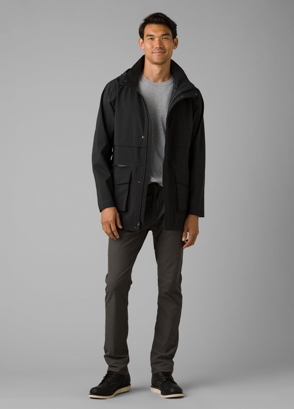 Black Men's PrAna Friction Rain Parka Jackets | HDVUAM641