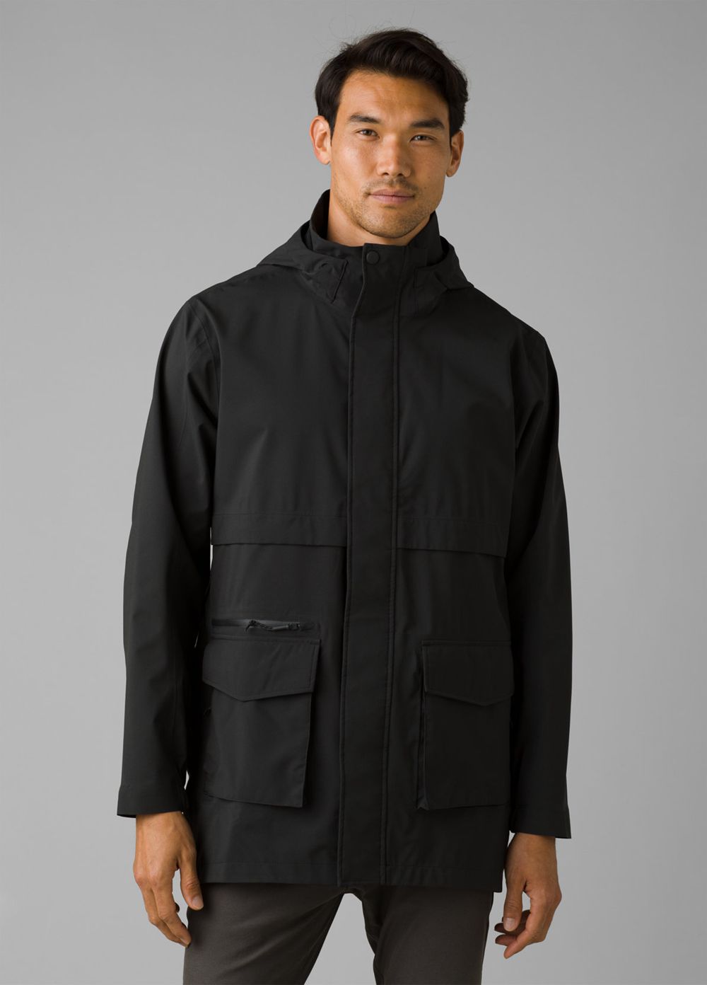 Black Men\'s PrAna Friction Rain Parka Jackets | HDVUAM641