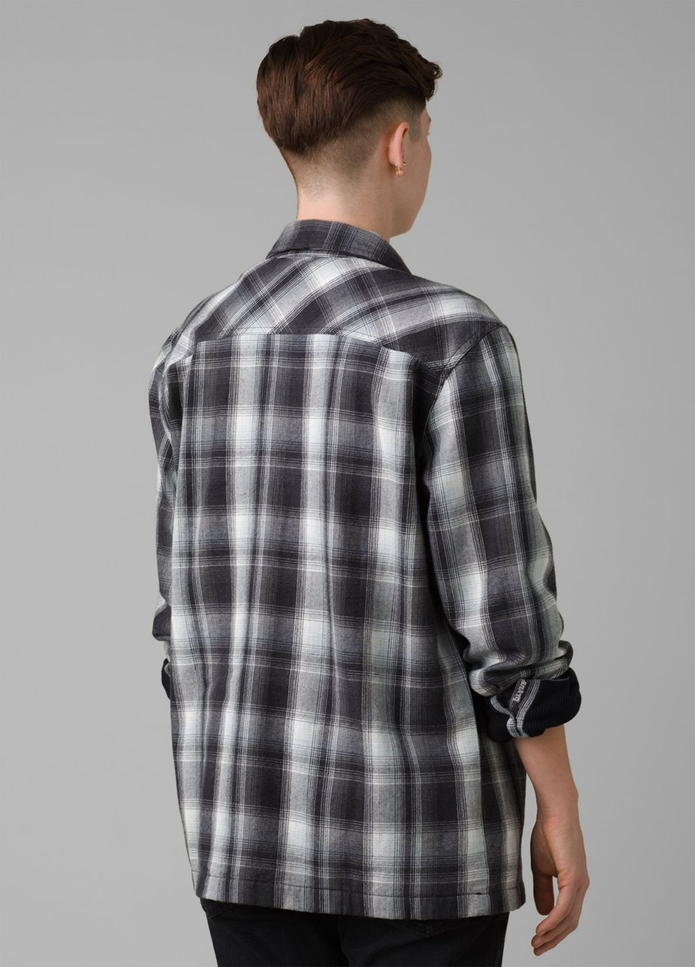 Black Men's PrAna Glover Park Lined Flannel Shirts | QGFUOH482