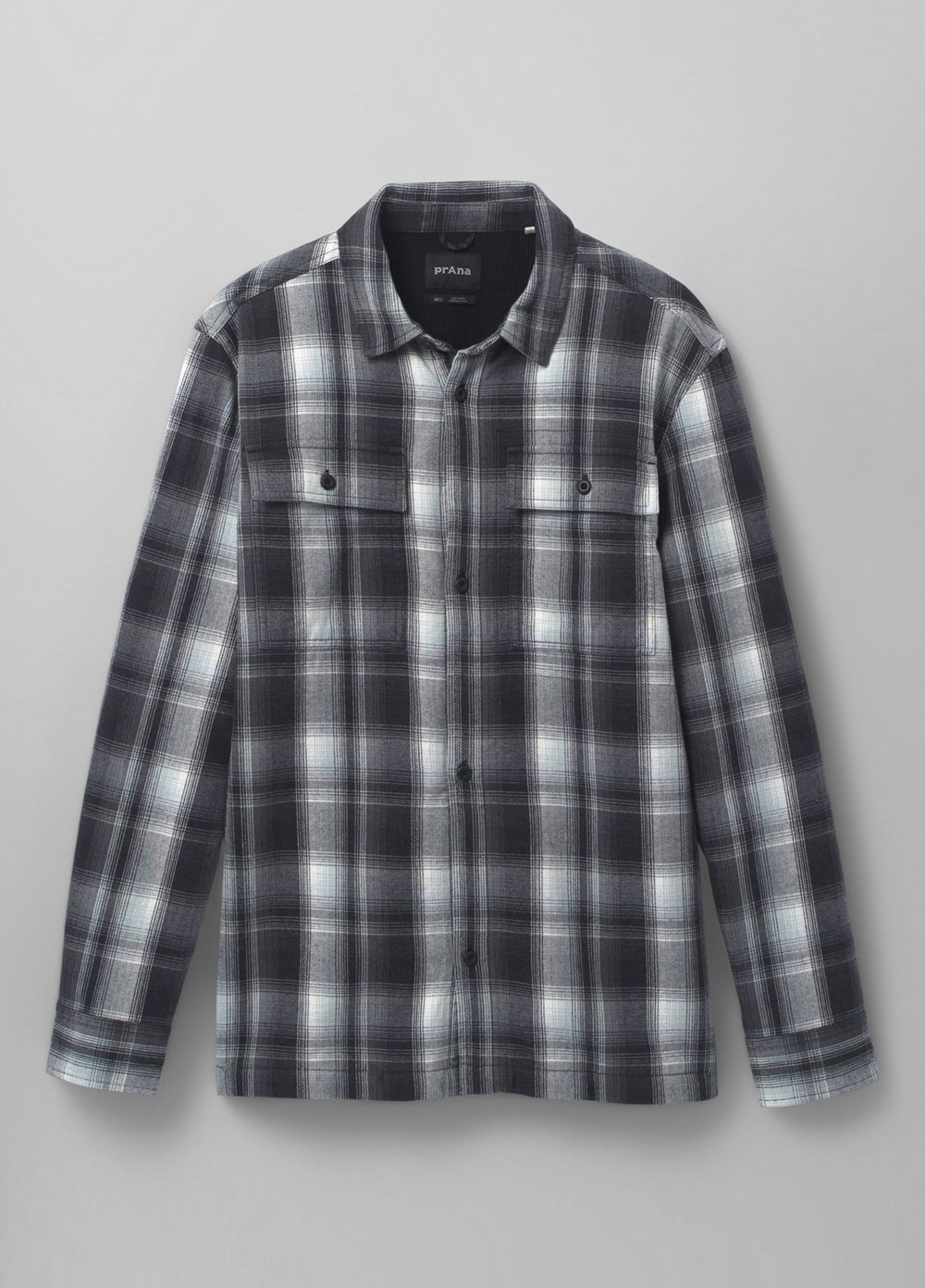 Black Men's PrAna Glover Park Lined Flannel Shirts | QGFUOH482