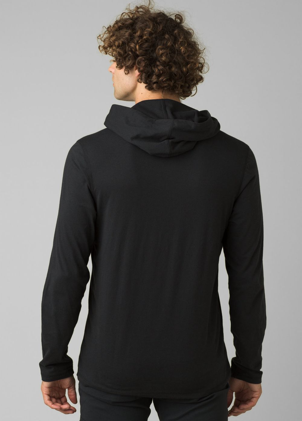 Black Men's PrAna Hooded T-Shirts | RMAVGP817