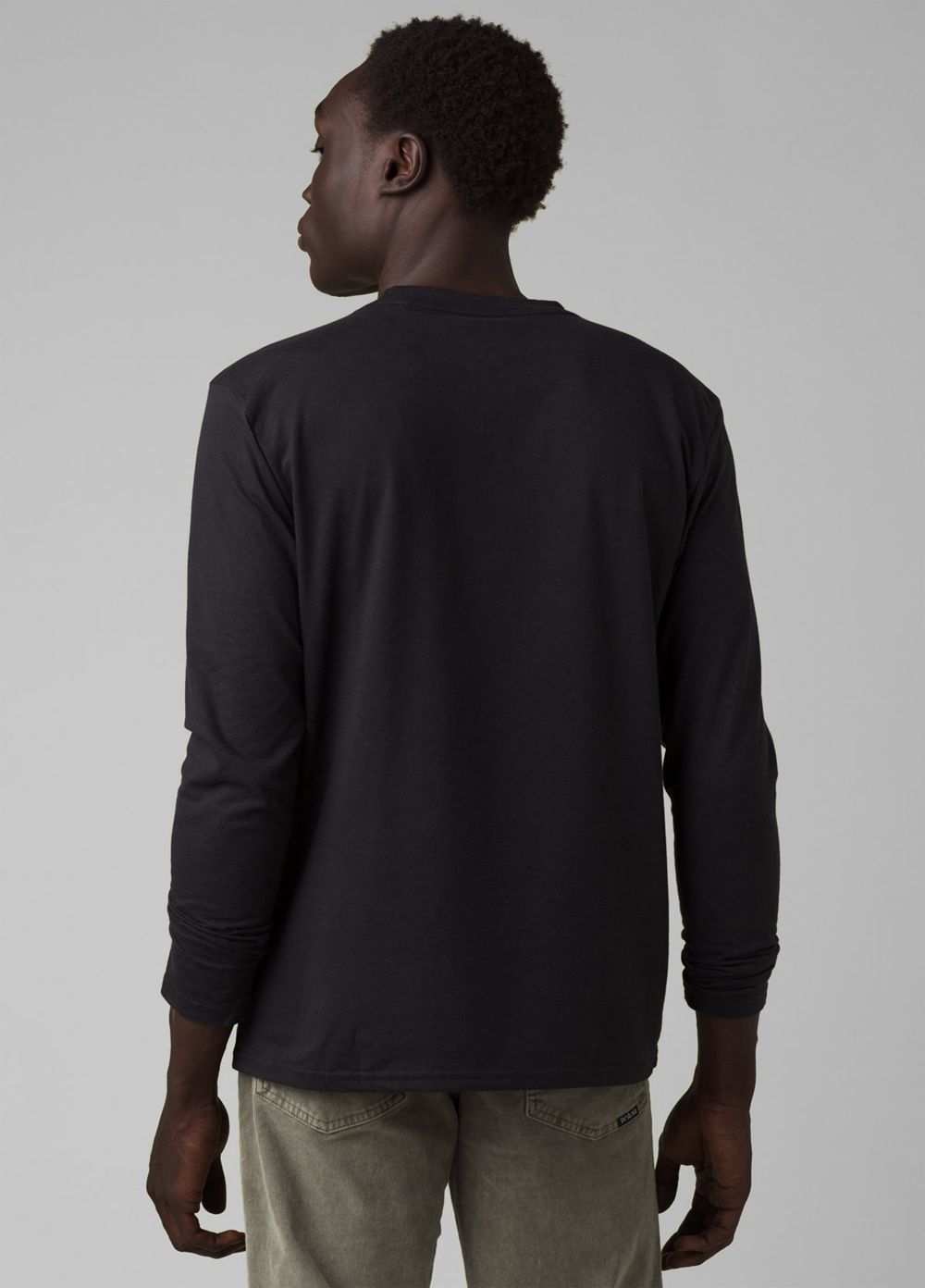 Black Men's PrAna Long Sleeve Tall T-Shirts | MDAVXJ517