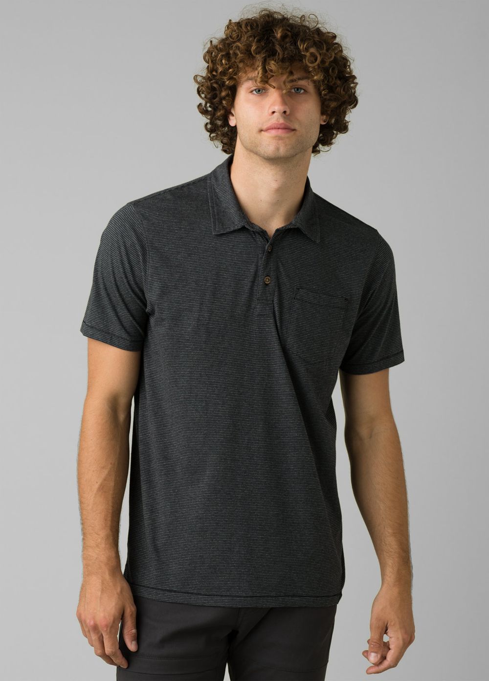 Black Men\'s PrAna Polo Shirts | VZWNCE894