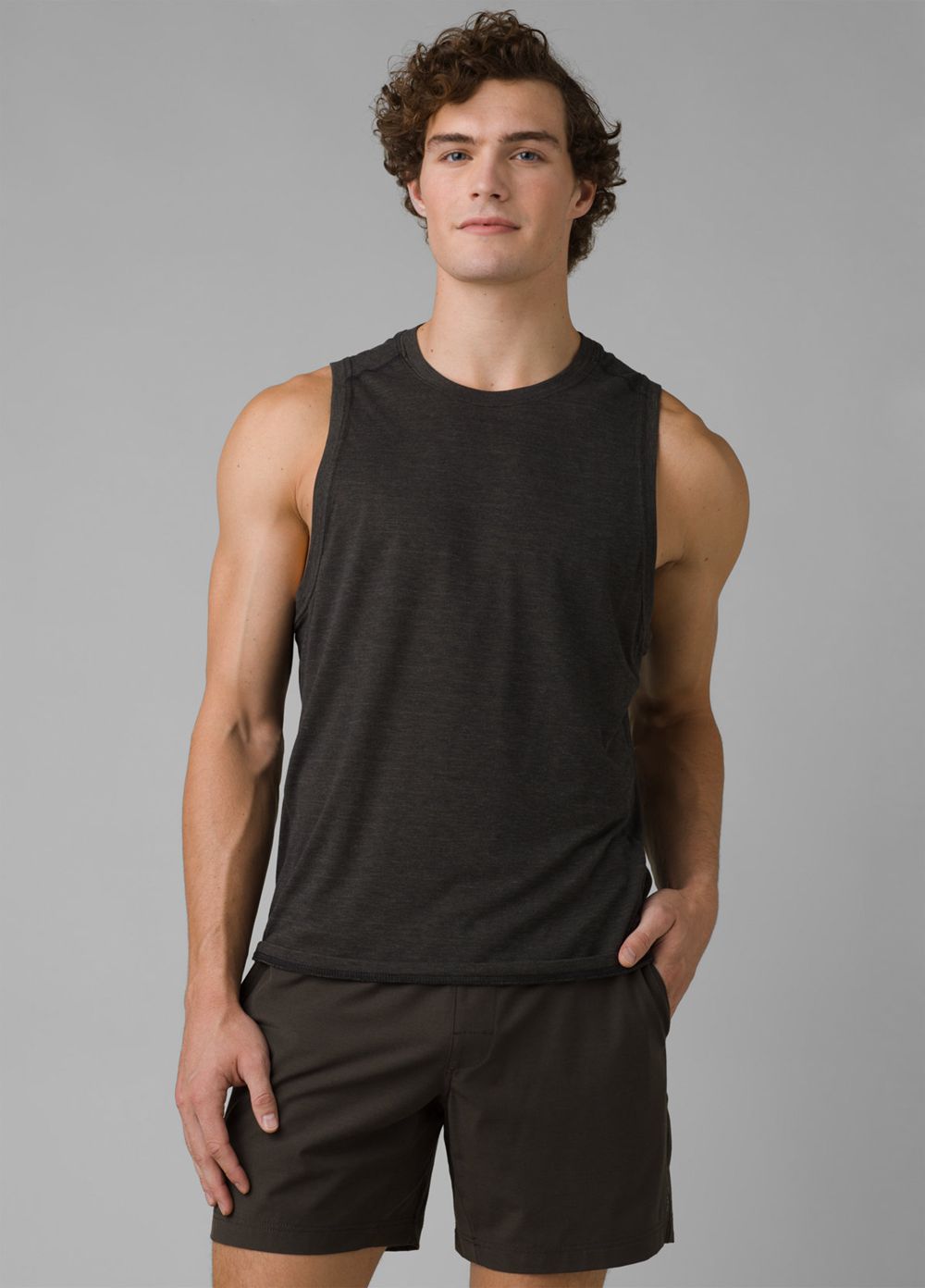 Black Men\'s PrAna Prospect Heights Tank Top | LGRZBX812