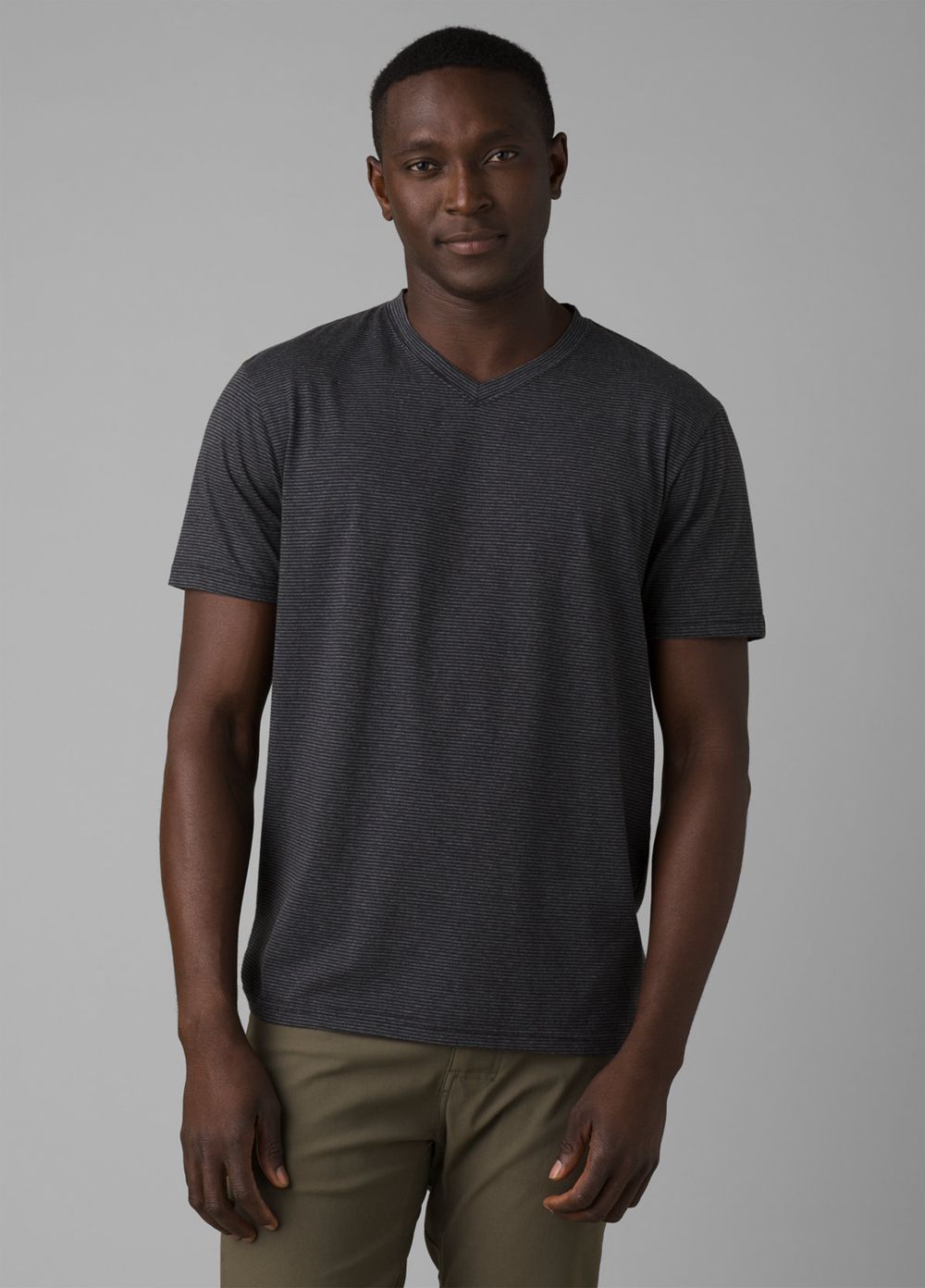 Black Men\'s PrAna V-Neck T-Shirts | TVPYHW135