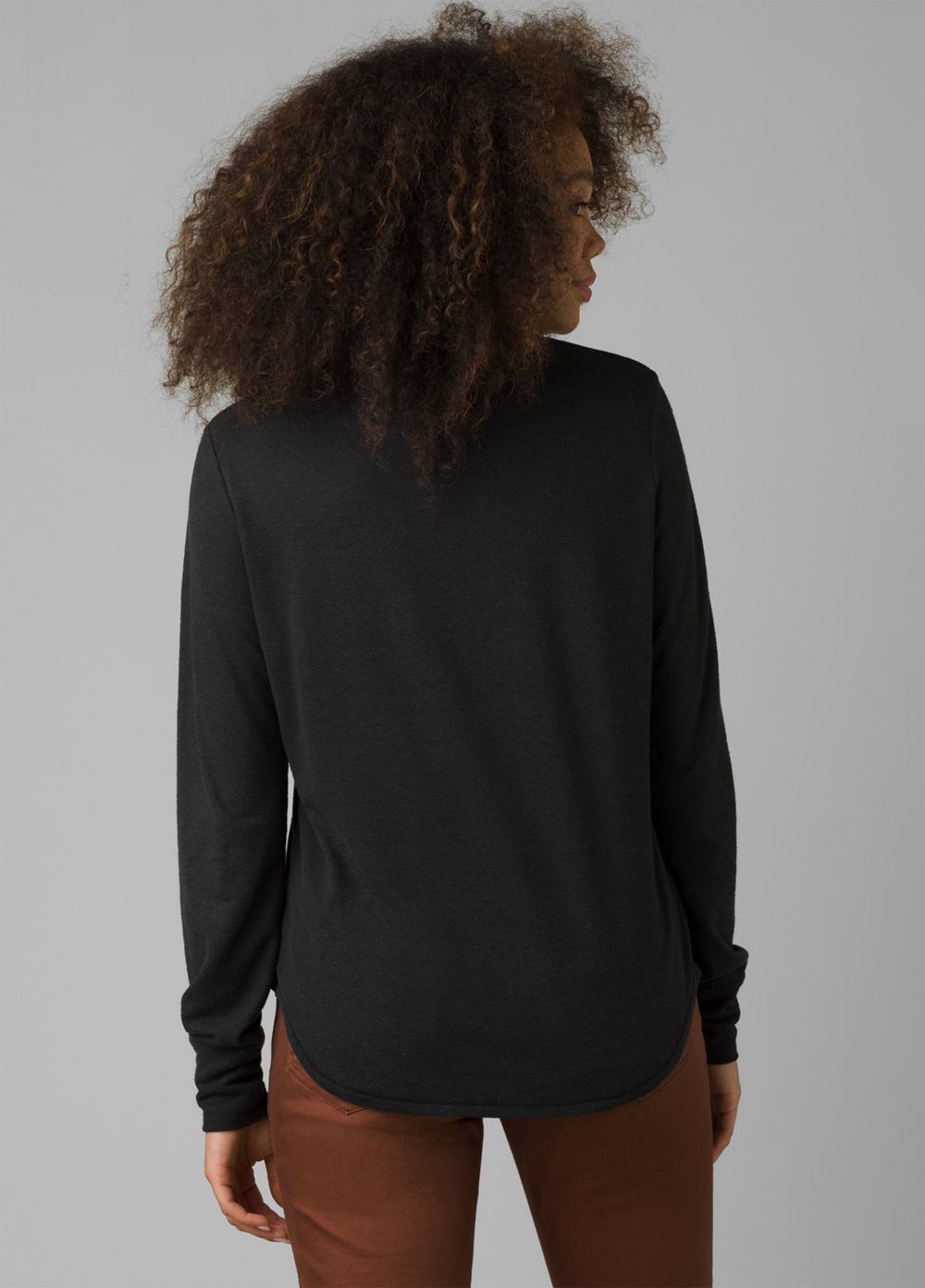 Black Women's PrAna Cozy Up Long Sleeve T-Shirts | UESRCJ945