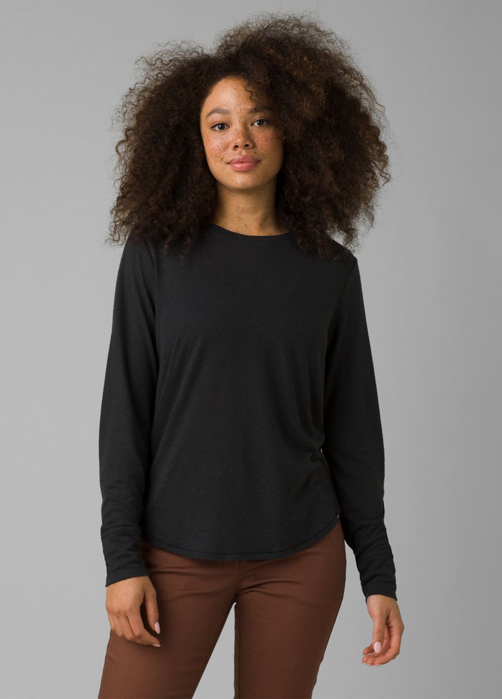 Black Women\'s PrAna Cozy Up Long Sleeve T-Shirts | UESRCJ945