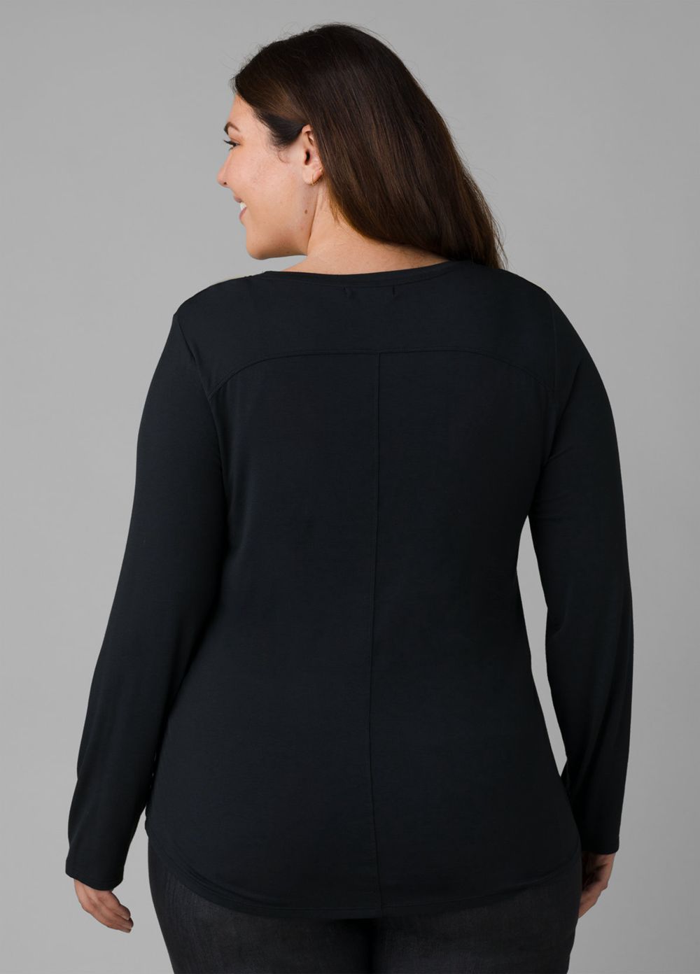 Black Women's PrAna Foundation Long Sleeve Plus T-Shirts | HGNRUP940