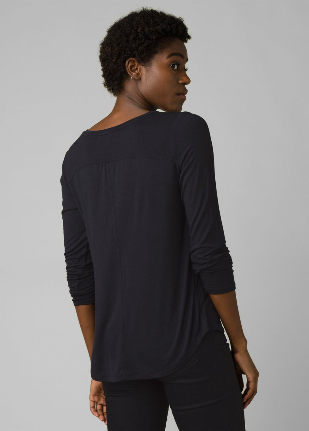 Black Women's PrAna Foundation Long Sleeve Crew T-Shirts | KDVBGL196