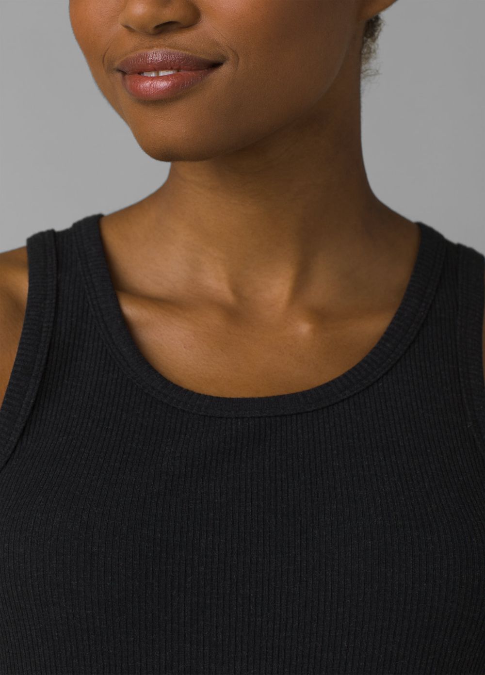 Black Women's PrAna Foundation Rib Tank Top | ZEMGOJ369