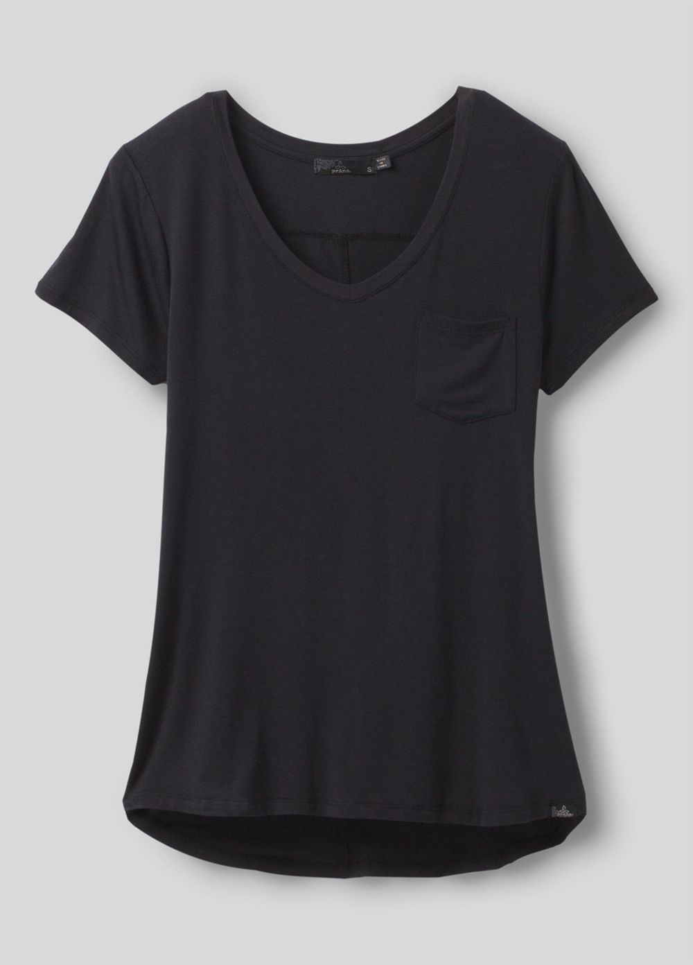 Black Women's PrAna Foundation Short Sleeve Plus T-Shirts | KFRGAN745