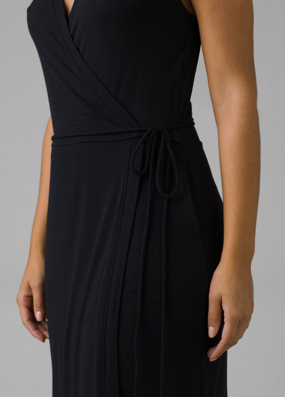 Black Women's PrAna Foundation Wrap Dresses | XKVNHB530