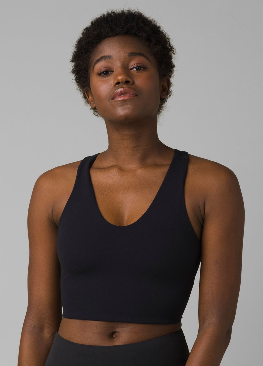 Black Women\'s PrAna Momento Crop Bra | QIVXYD483