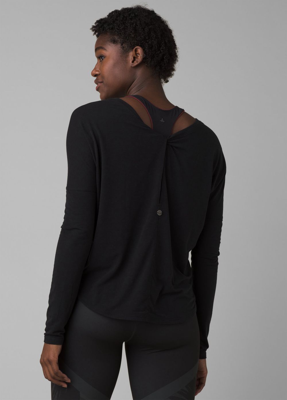 Black Women's PrAna Rogue Long Sleeve T-Shirts | XLFZVP180