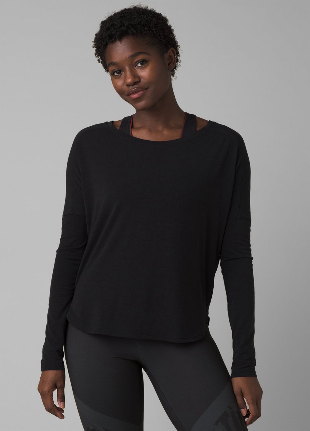 Black Women\'s PrAna Rogue Long Sleeve T-Shirts | XLFZVP180