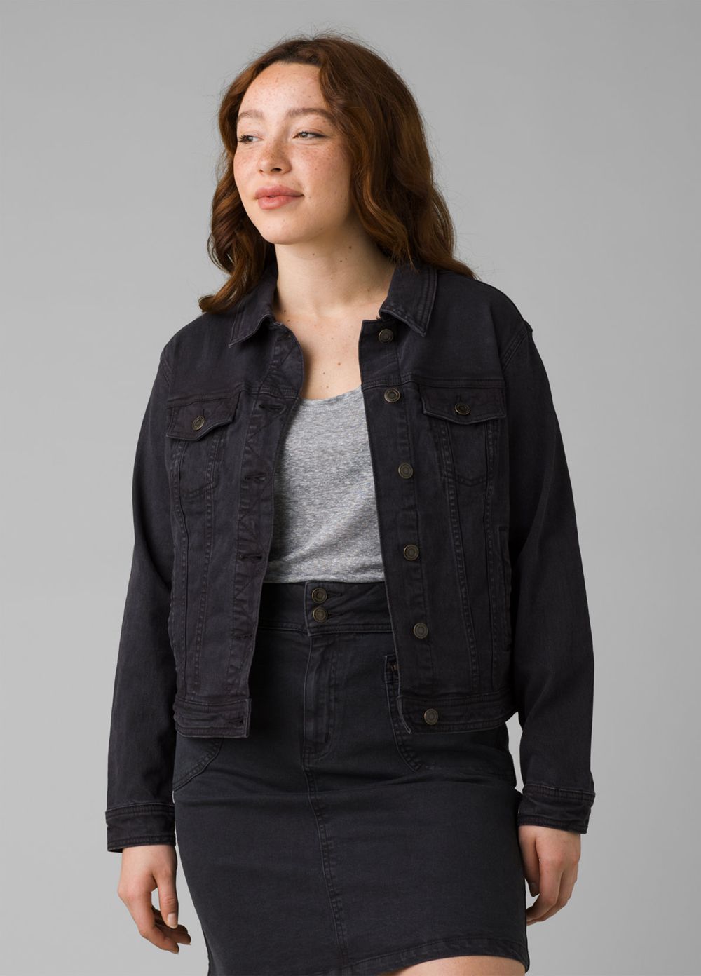 Black Women\'s PrAna Slate Rim Denim Jackets | EITPKO945