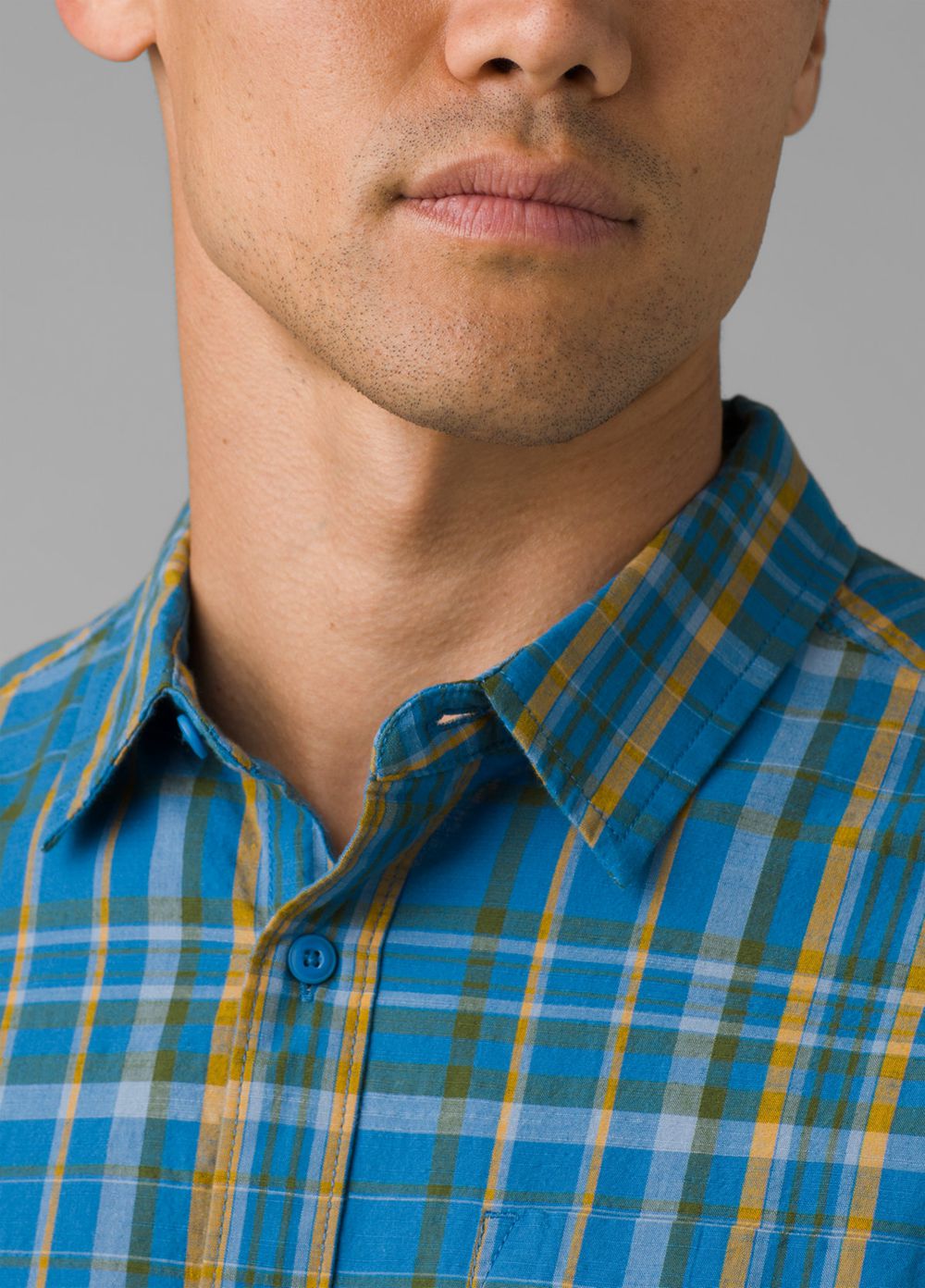 Blue Men's PrAna Benton Shirts | BCMGDN695