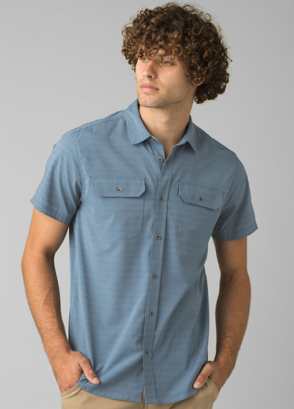 Blue Men\'s PrAna Cayman Shirts | OHBRWI673