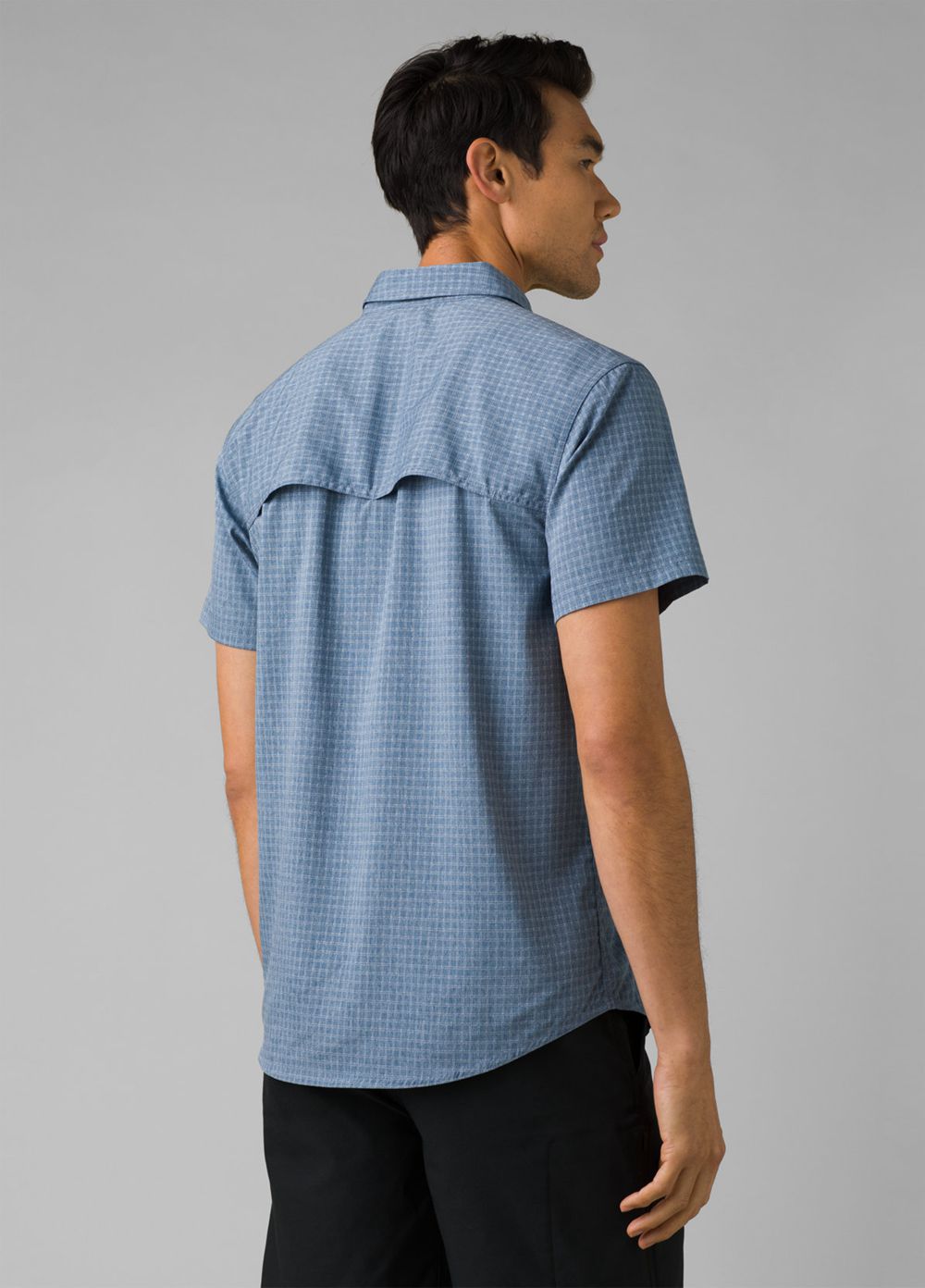 Blue Men's PrAna Garvan Short Sleeve Shirts | VXGCNY519