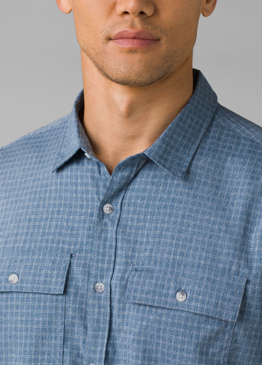 Blue Men's PrAna Garvan Short Sleeve Shirts | VXGCNY519