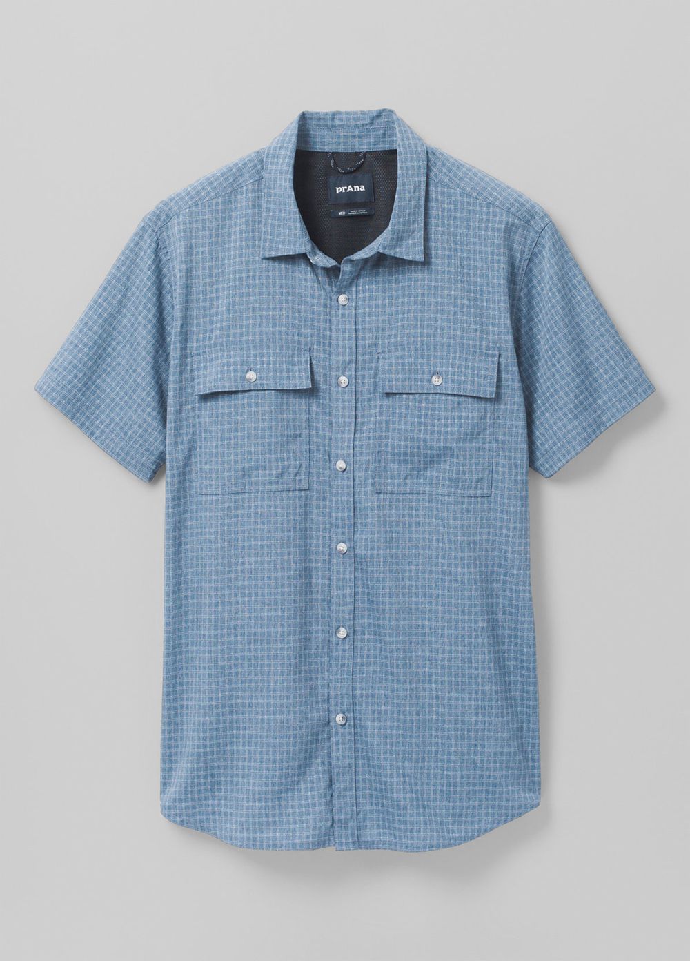 Blue Men's PrAna Garvan Short Sleeve Shirts | VXGCNY519