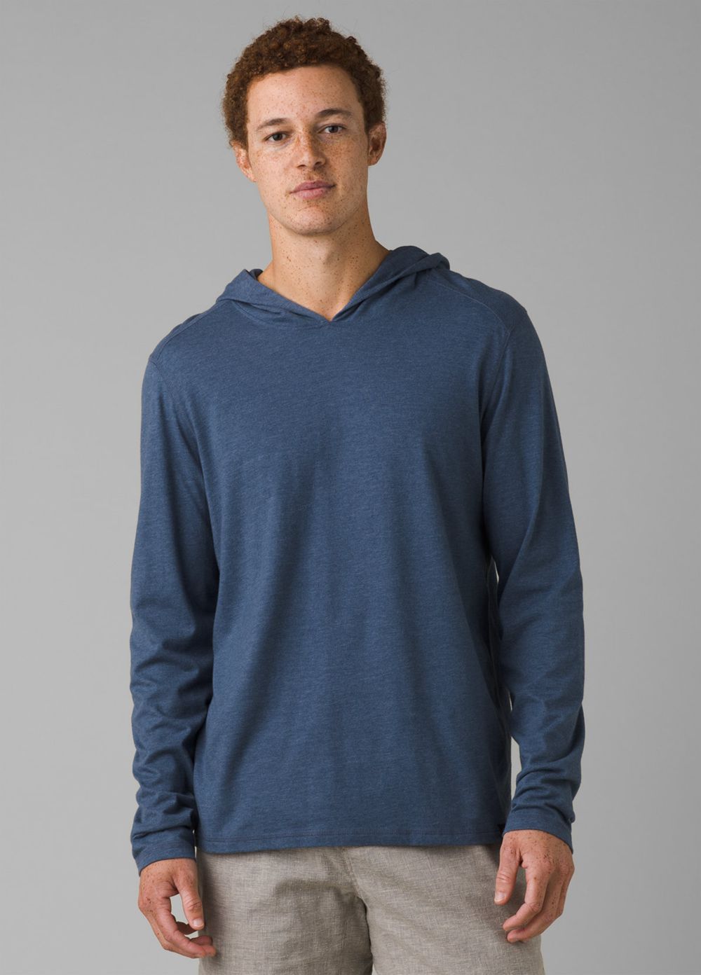 Blue Men\'s PrAna Hooded T-Shirts | HIZOEB039