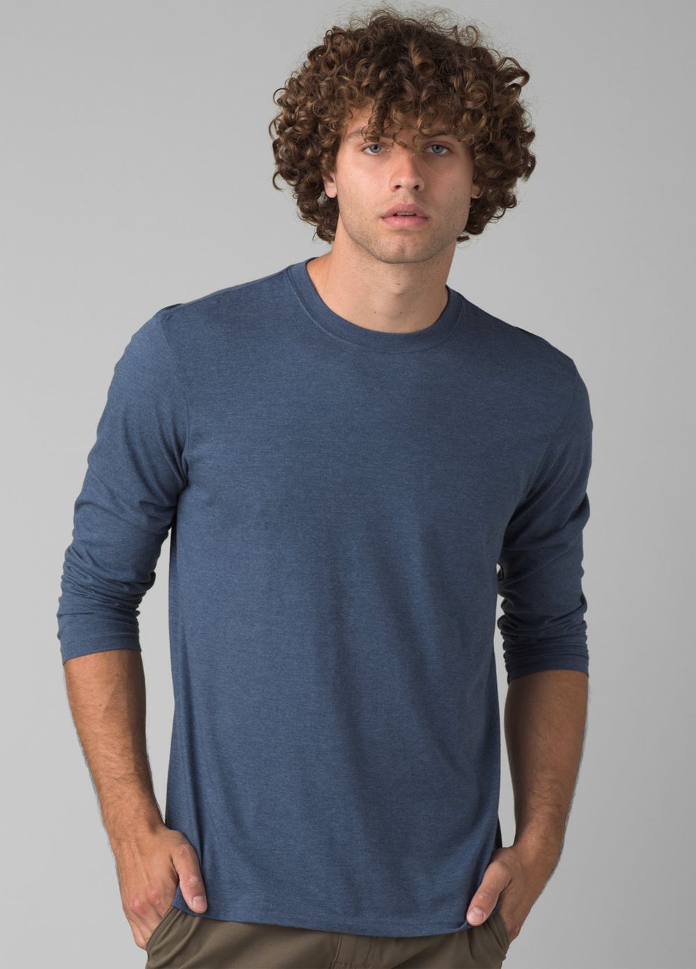 Blue Men\'s PrAna Long Sleeve T-Shirts | TMERGY542