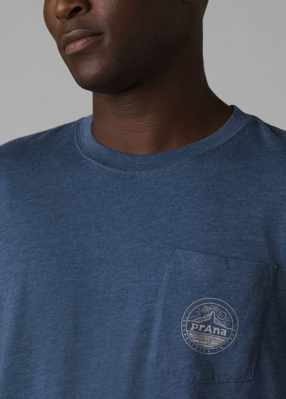 Blue Men's PrAna Patch Print T-Shirts | ZRWTCV246