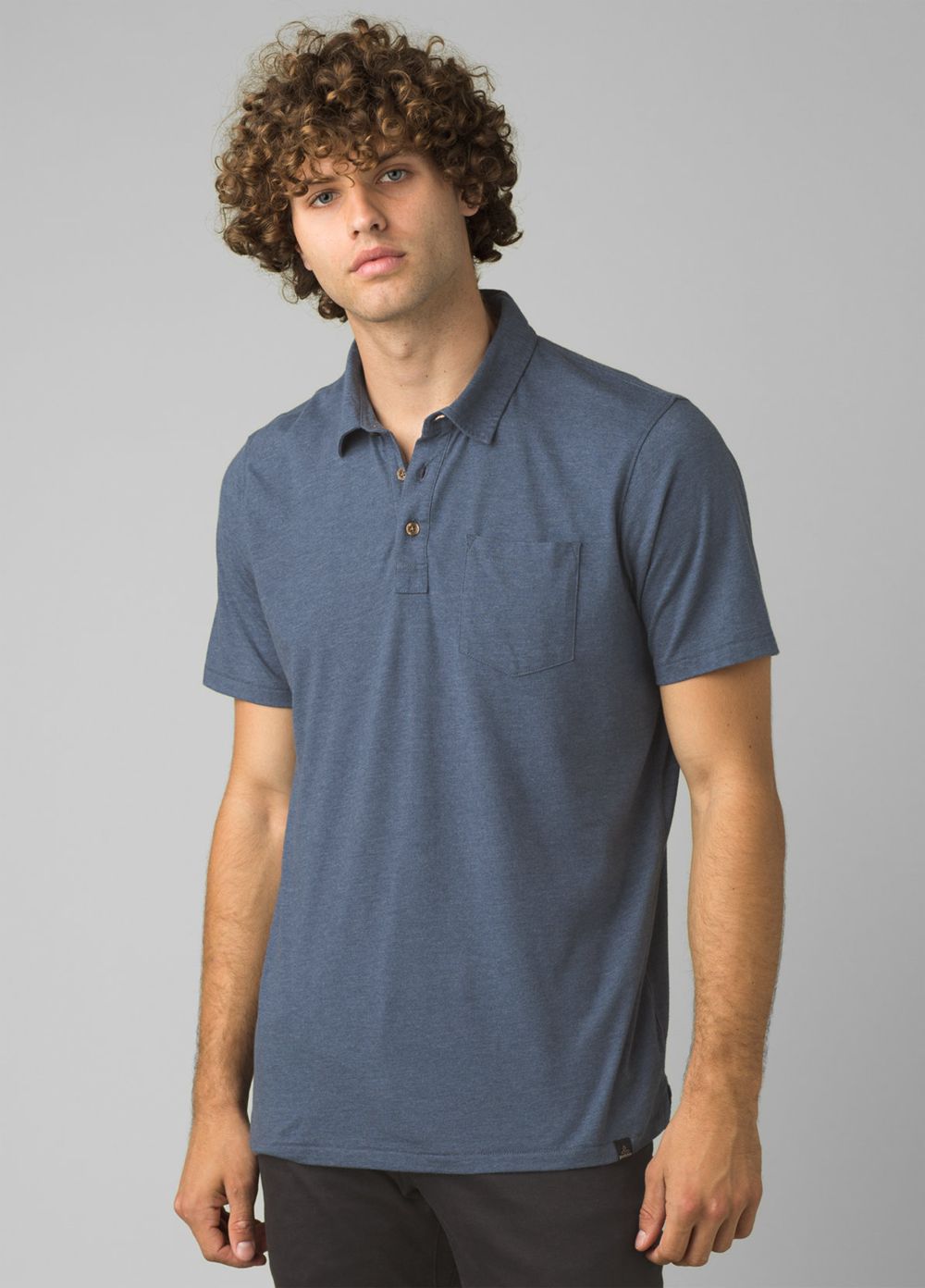 Blue Men\'s PrAna Polo Shirts | DIEWLN809