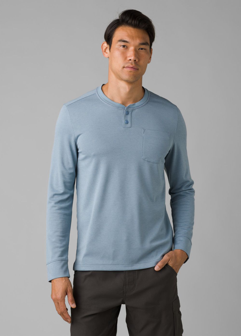 Blue Men\'s PrAna Sol Defender Henley T-Shirts | HNXAQR041