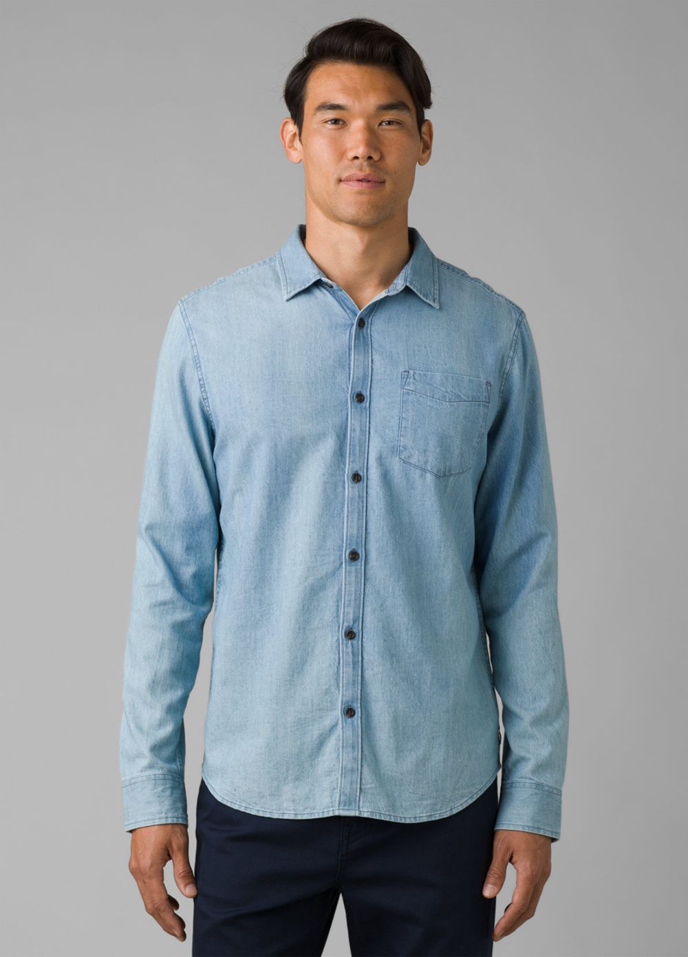 Blue Men\'s PrAna Upper Avenue Shirts | GCEXYU429