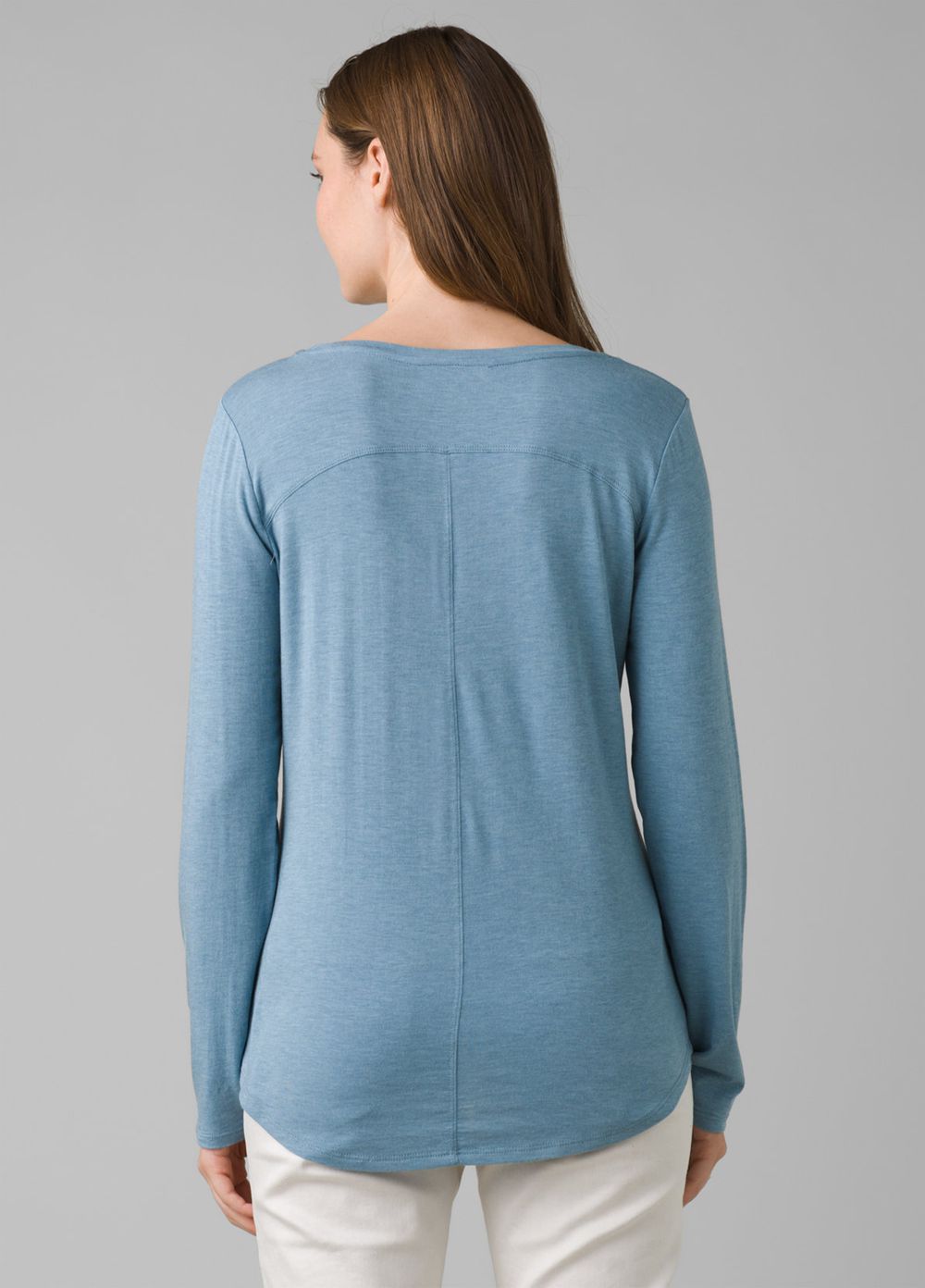 Blue Women's PrAna Foundation Long Sleeve Crew T-Shirts | TXUQYZ502