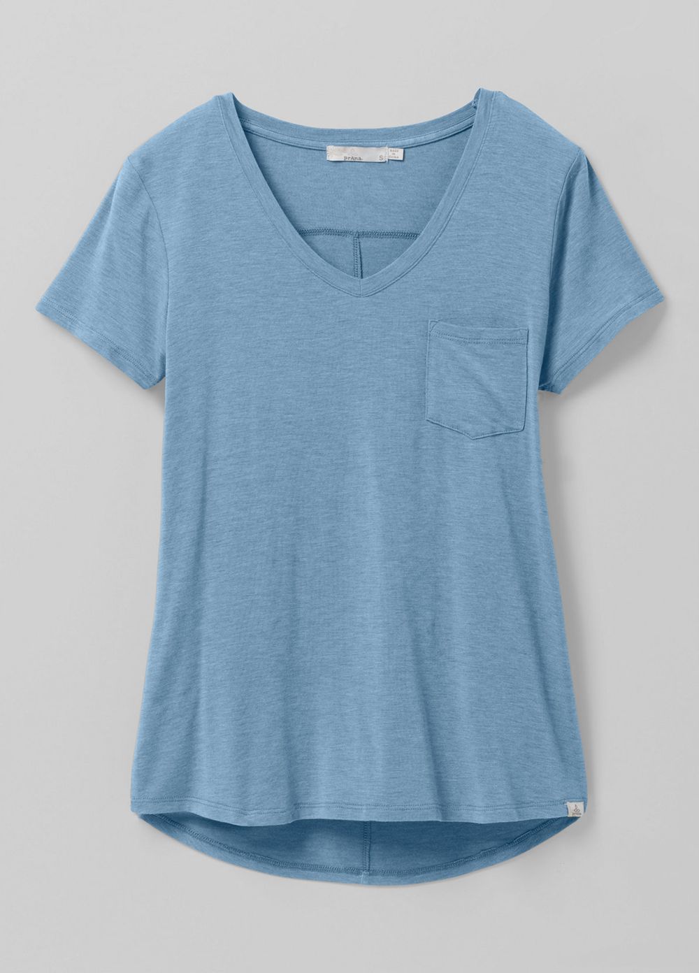 Blue Women's PrAna Foundation Short Sleeve V-neck T-Shirts | HMRXZJ917