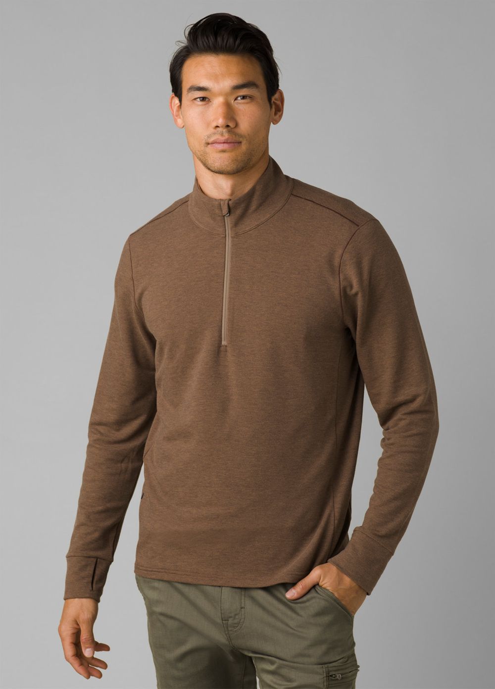 Brown Men\'s PrAna Altitude Tracker 1/4 Zip Sweaters | QOTDIB318