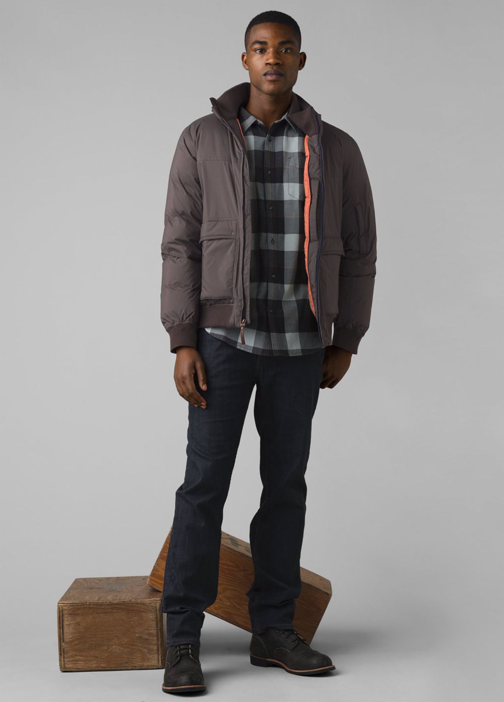 Brown Men's PrAna Baadwin Bomber Jackets | NWBSFZ512